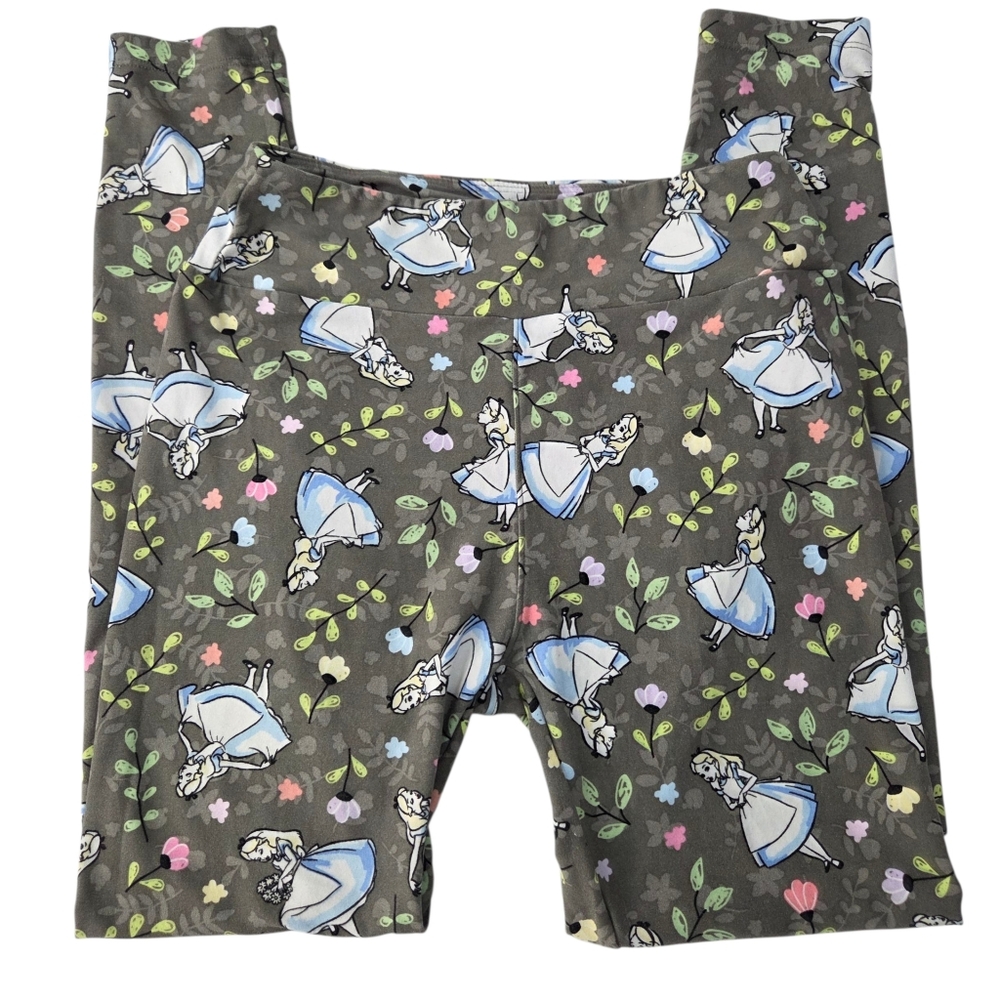 Lularoe Alice In Wonderland Disney Leggings Womens One Size Gray Blue